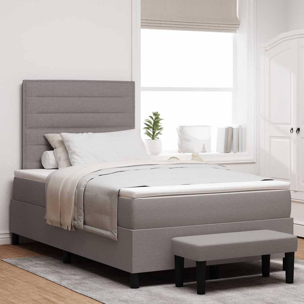 Boxspringbed met hoofdeinde Taupe 120 x 200 cm Stof is nu te koop bij PeponiXL, paradijselijk wonen!
