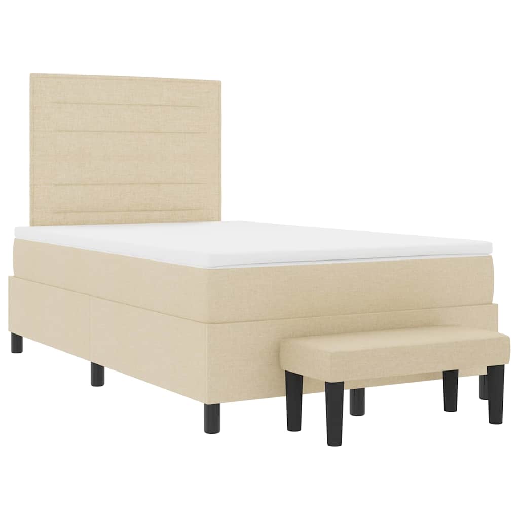 Boxspringbed met hoofdeinde Crème 120 x 200 cm Stof is nu te koop bij PeponiXL, paradijselijk wonen!