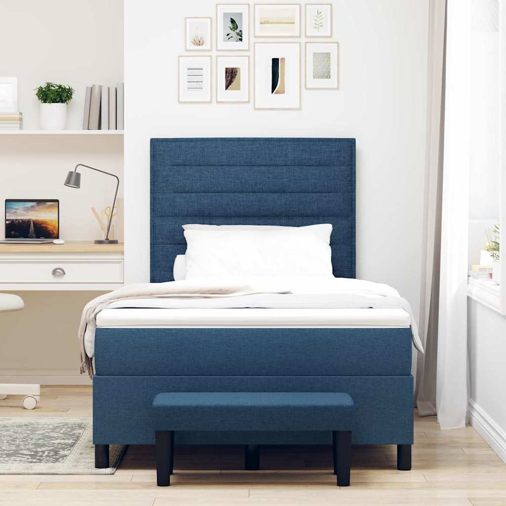 Boxspringbed met hoofdeinde Blauw 120 x 200 cm Stof is nu te koop bij PeponiXL, paradijselijk wonen!