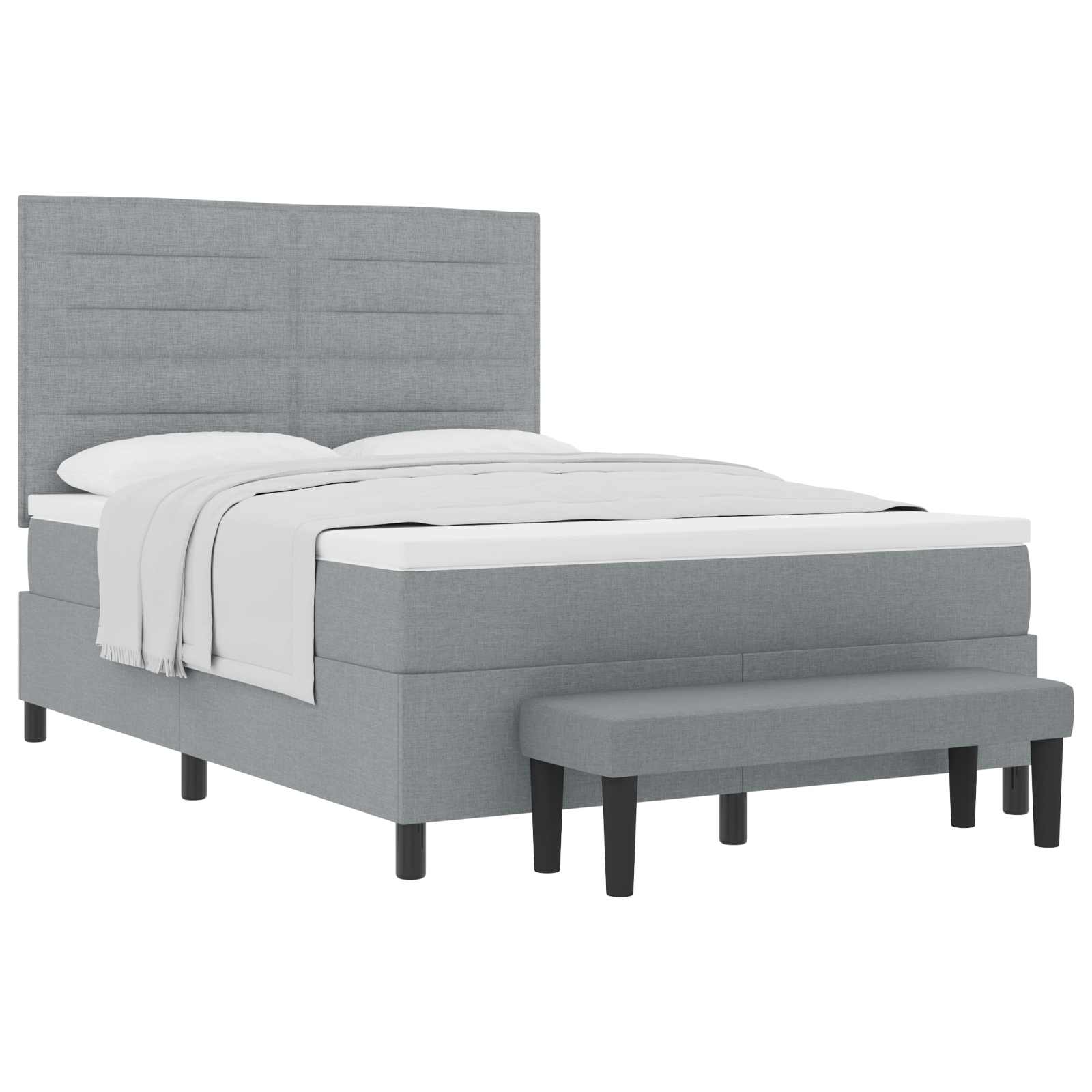 Boxspringbed met hoofdeinde Lichtgrijs 140 x 190 cm Stof is nu te koop bij PeponiXL, paradijselijk wonen!
