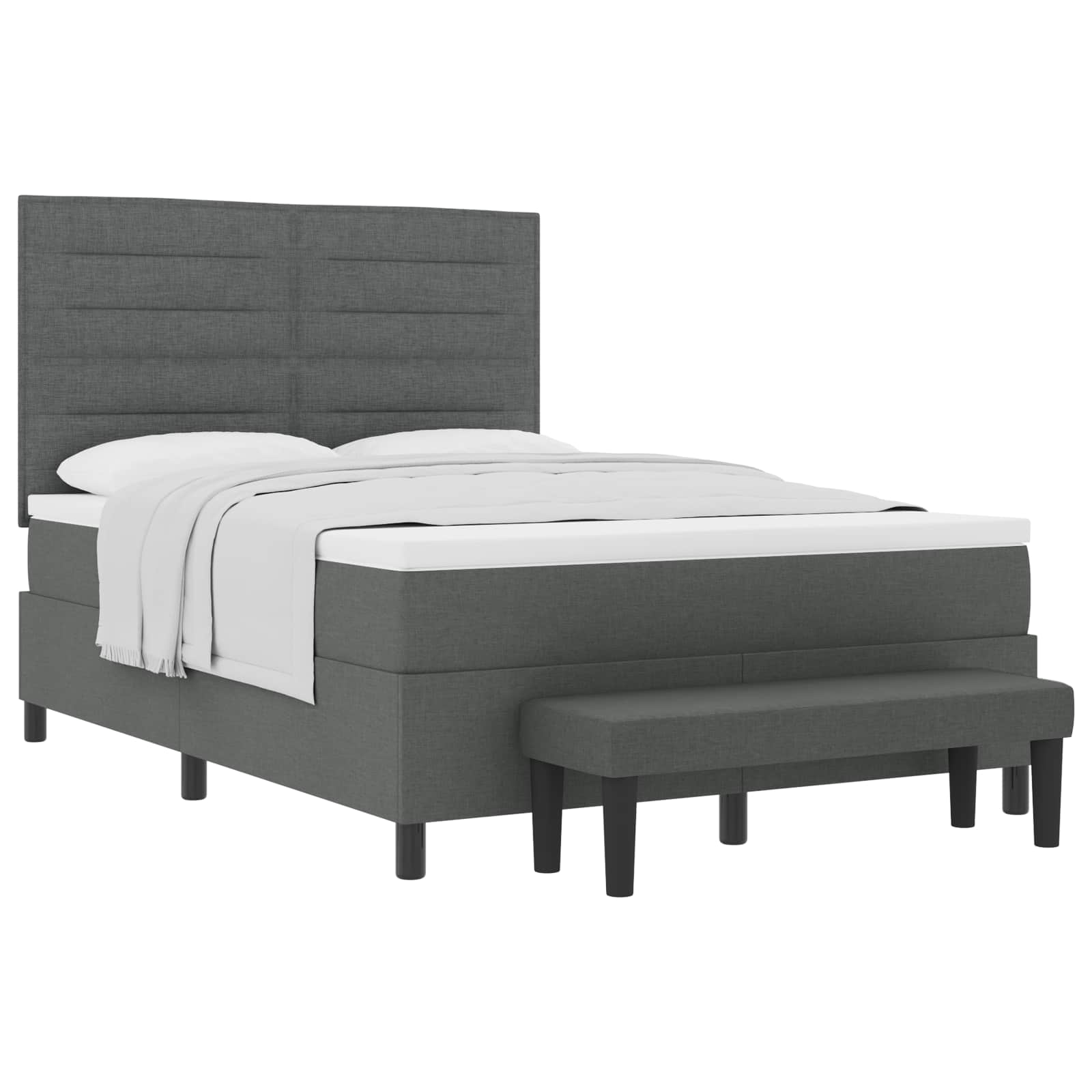 Boxspringbed met kussen Donkergrijs 140 x 190 cm Stof is nu te koop bij PeponiXL, paradijselijk wonen!