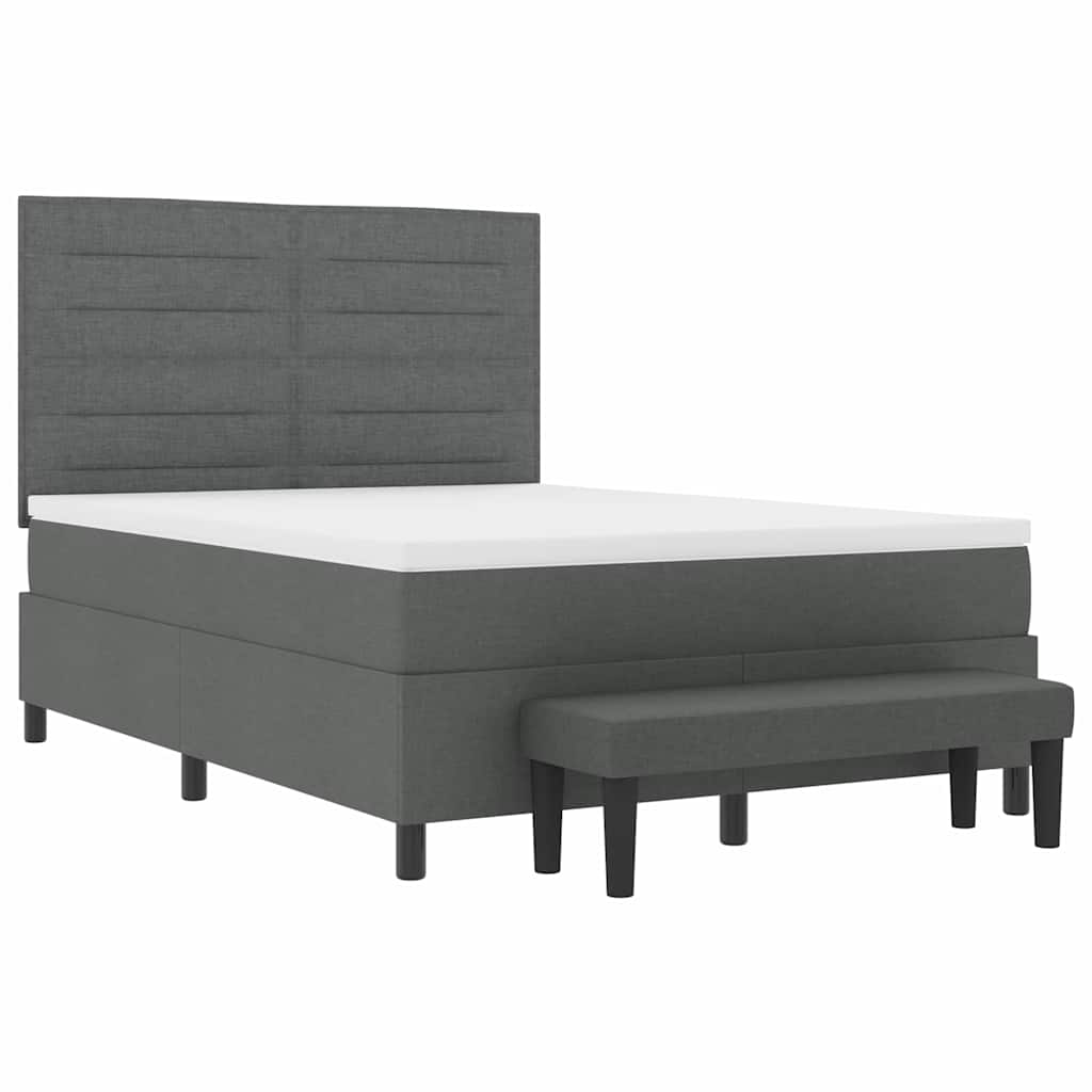 Boxspringbed met kussen Donkergrijs 140 x 190 cm Stof is nu te koop bij PeponiXL, paradijselijk wonen!