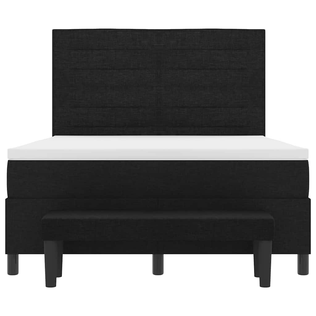 Boxspringbed met hoofdeinde Zwart 140 x 190 cm Stof is nu te koop bij PeponiXL, paradijselijk wonen!