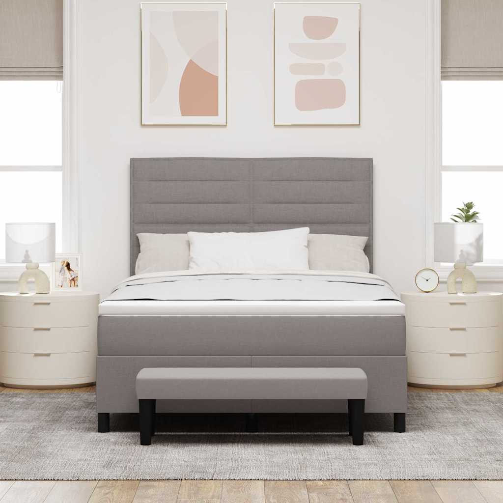 Boxspringbed met hoofdeinde Taupe 140 x 190 cm Stof is nu te koop bij PeponiXL, paradijselijk wonen!