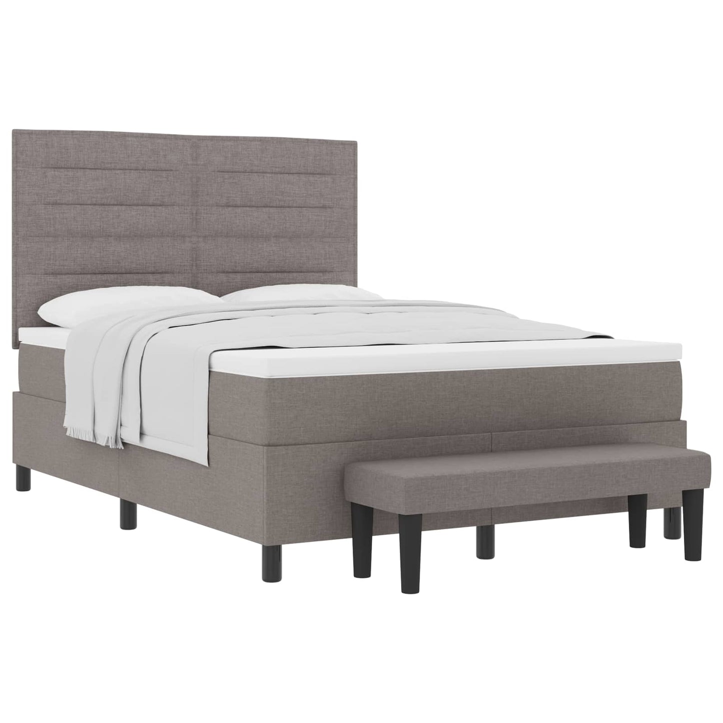 Boxspringbed met hoofdeinde Taupe 140 x 190 cm Stof is nu te koop bij PeponiXL, paradijselijk wonen!