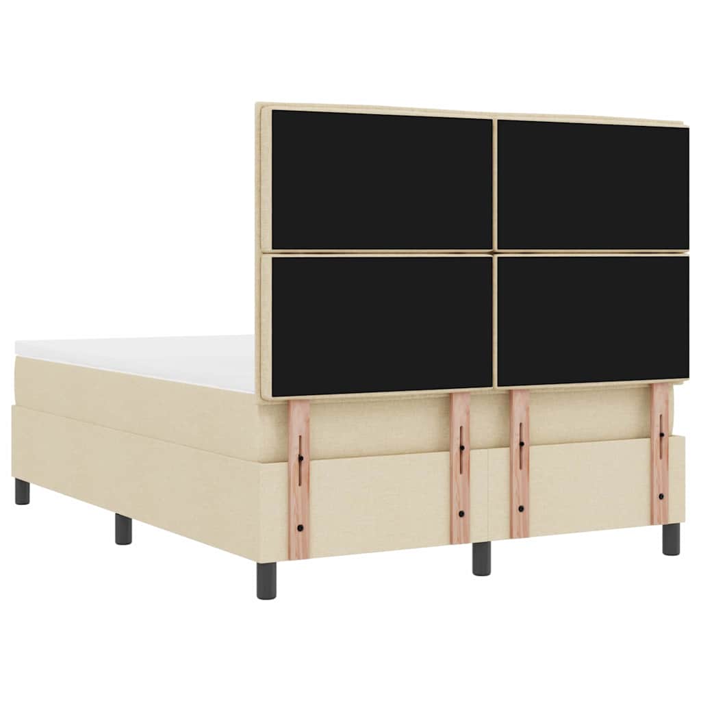 Boxspringbed met hoofdeinde Crème 140 x 190 cm Stof is nu te koop bij PeponiXL, paradijselijk wonen!
