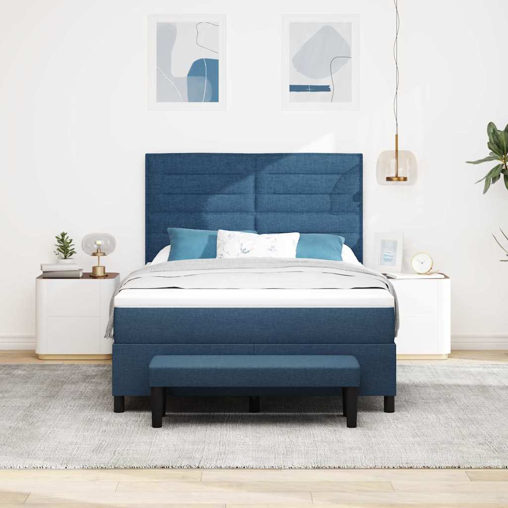 Boxspringbed met hoofdeinde Blauw 140 x 190 cm Stof is nu te koop bij PeponiXL, paradijselijk wonen!