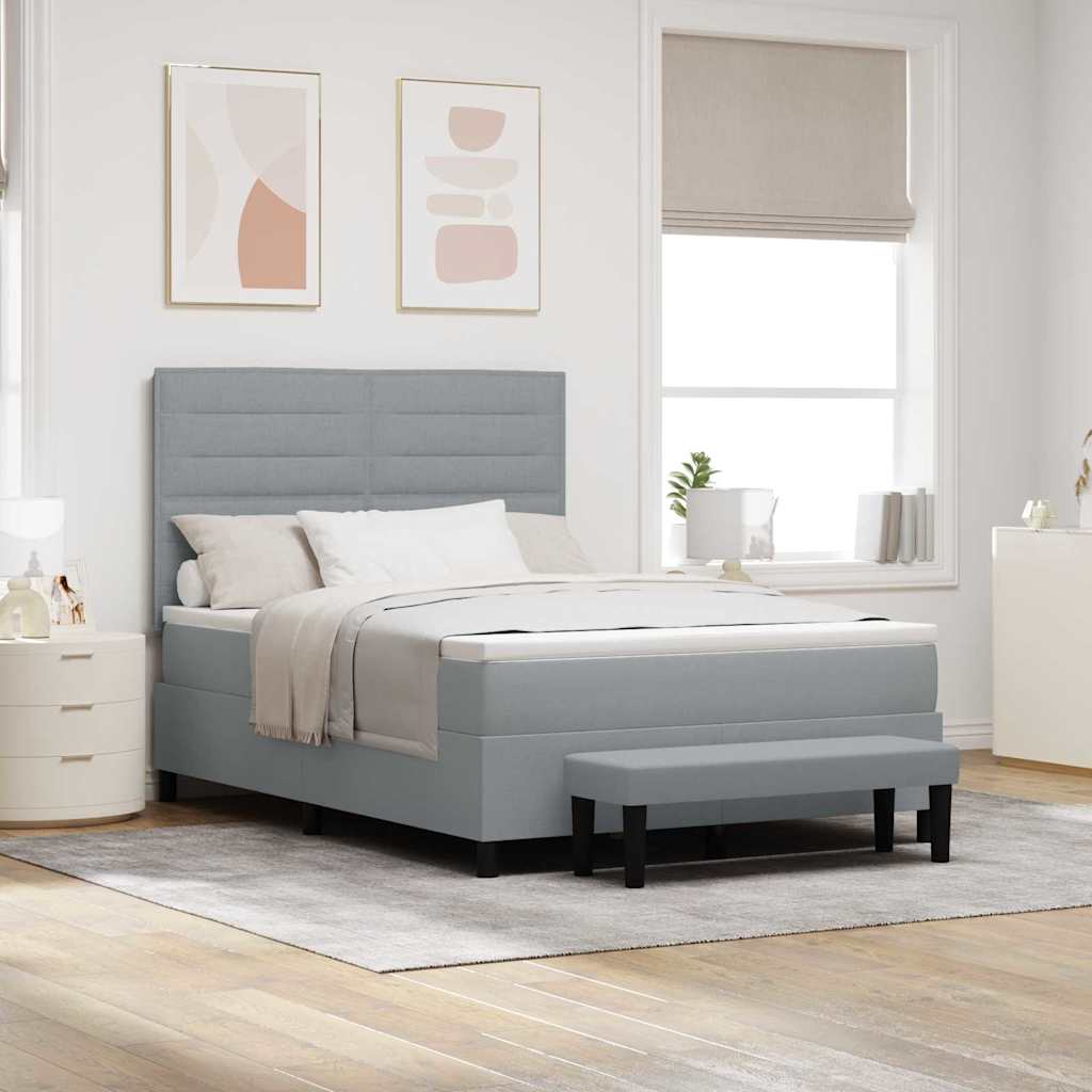 Boxspringbed met hoofdeinde Lichtgrijs 140 x 200 cm Stof is nu te koop bij PeponiXL, paradijselijk wonen!