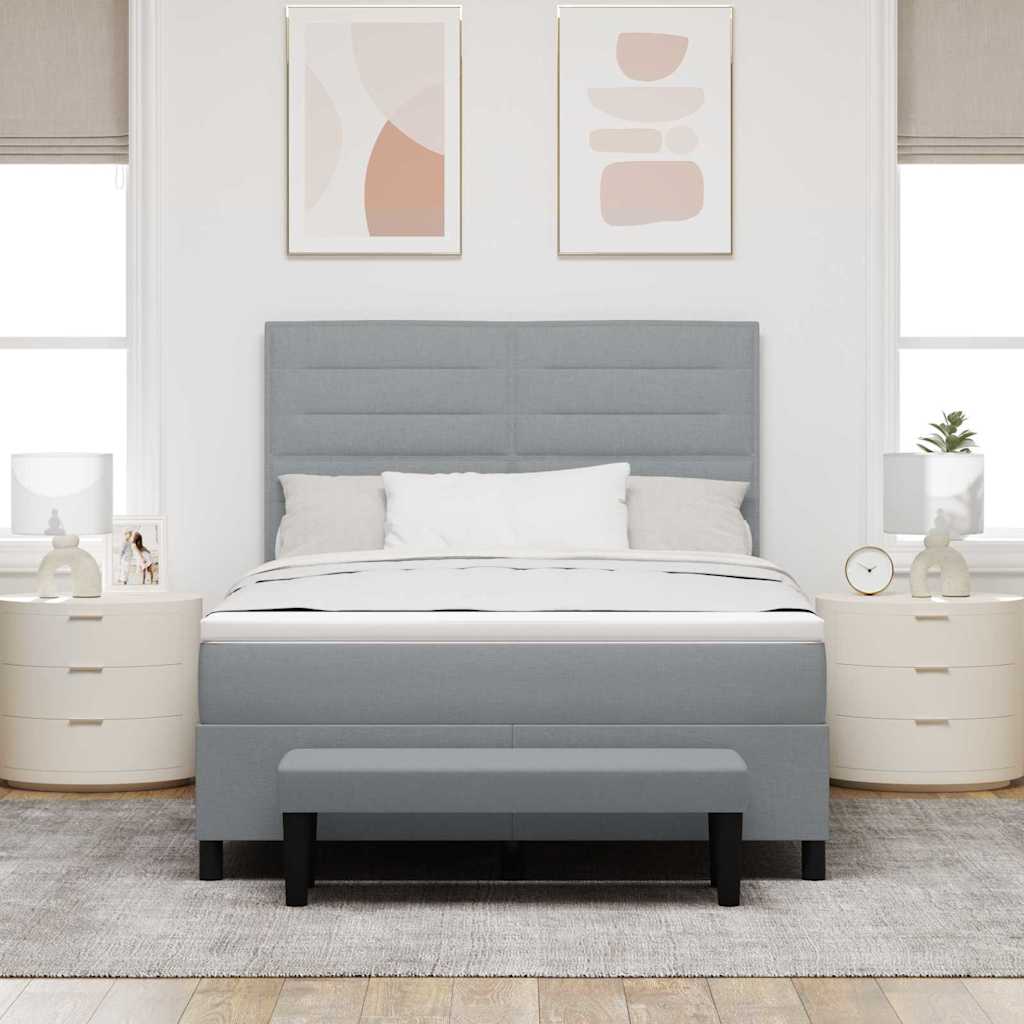 Boxspringbed met hoofdeinde Lichtgrijs 140 x 200 cm Stof is nu te koop bij PeponiXL, paradijselijk wonen!