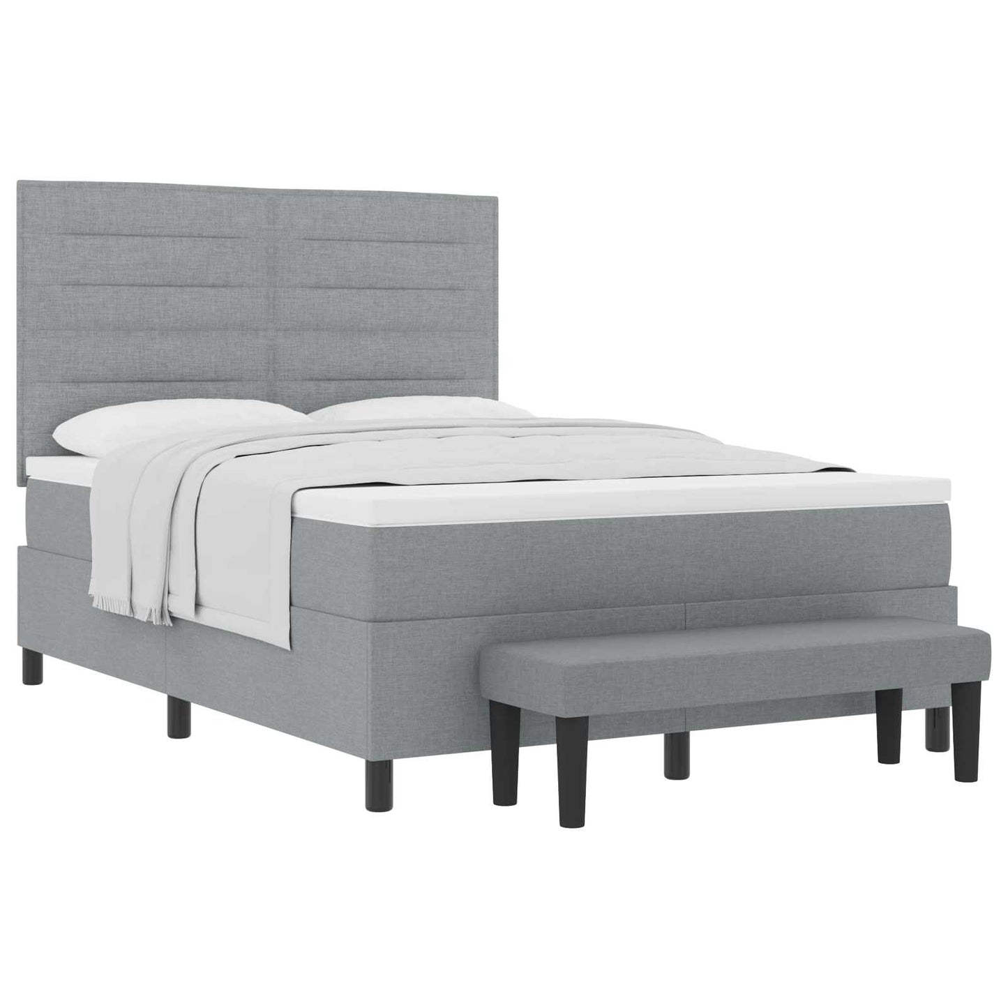 Boxspringbed met hoofdeinde Lichtgrijs 140 x 200 cm Stof is nu te koop bij PeponiXL, paradijselijk wonen!