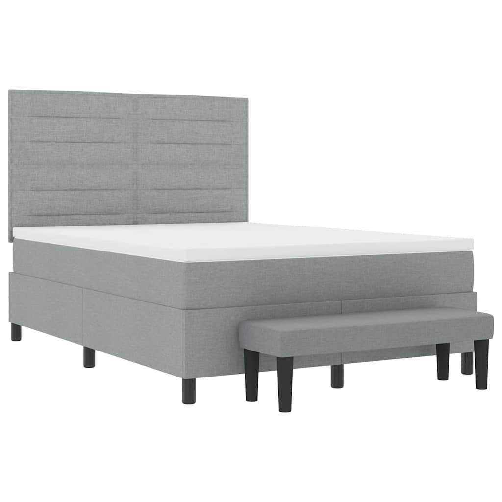 Boxspringbed met hoofdeinde Lichtgrijs 140 x 200 cm Stof is nu te koop bij PeponiXL, paradijselijk wonen!