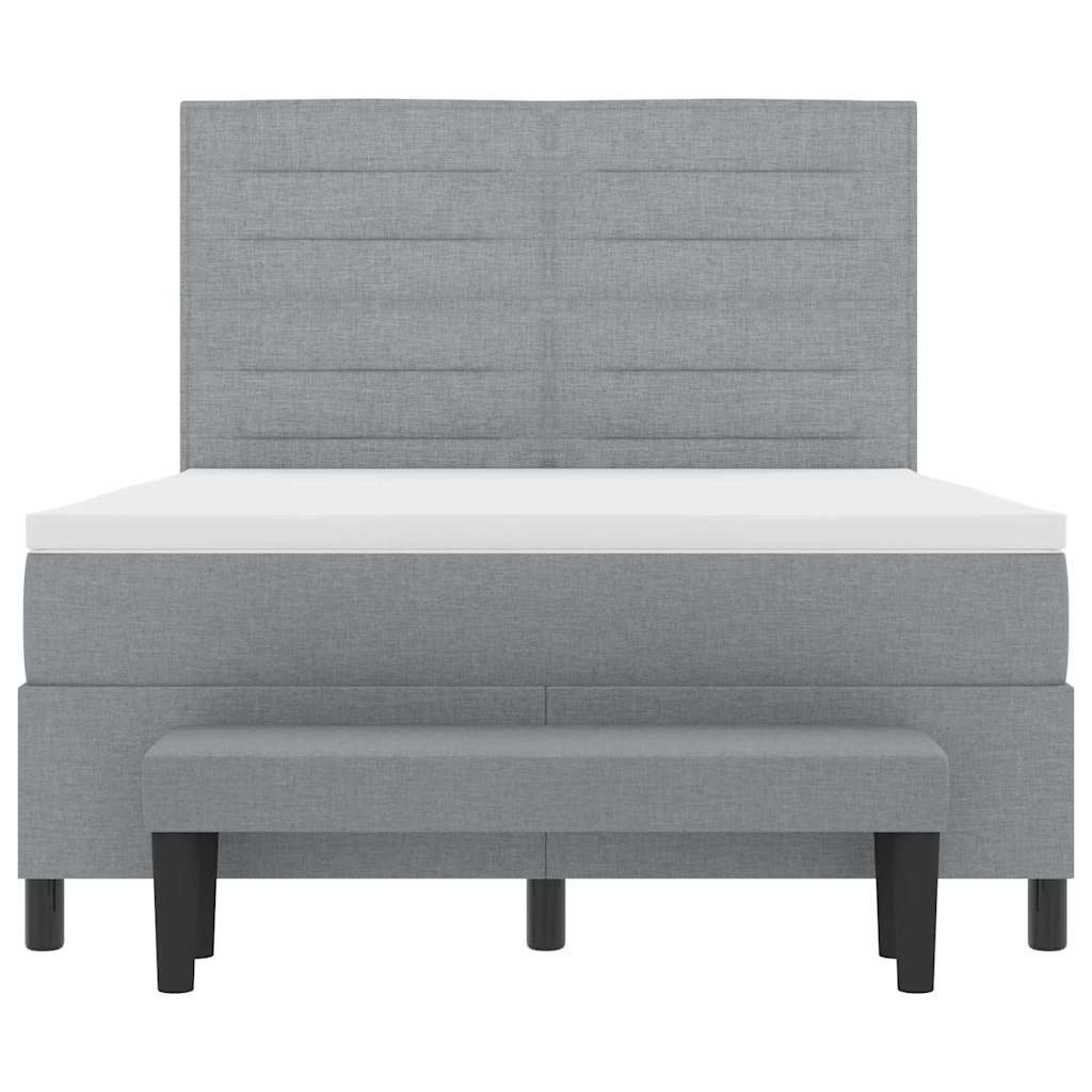 Boxspringbed met hoofdeinde Lichtgrijs 140 x 200 cm Stof is nu te koop bij PeponiXL, paradijselijk wonen!