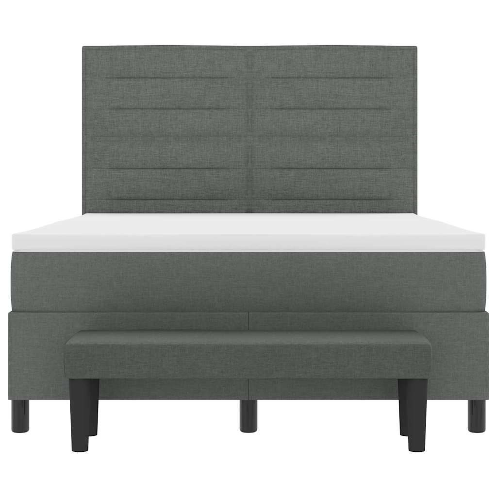 Boxspringbed met hoofdeinde Donkergrijs 140 x 200 cm Stof is nu te koop bij PeponiXL, paradijselijk wonen!
