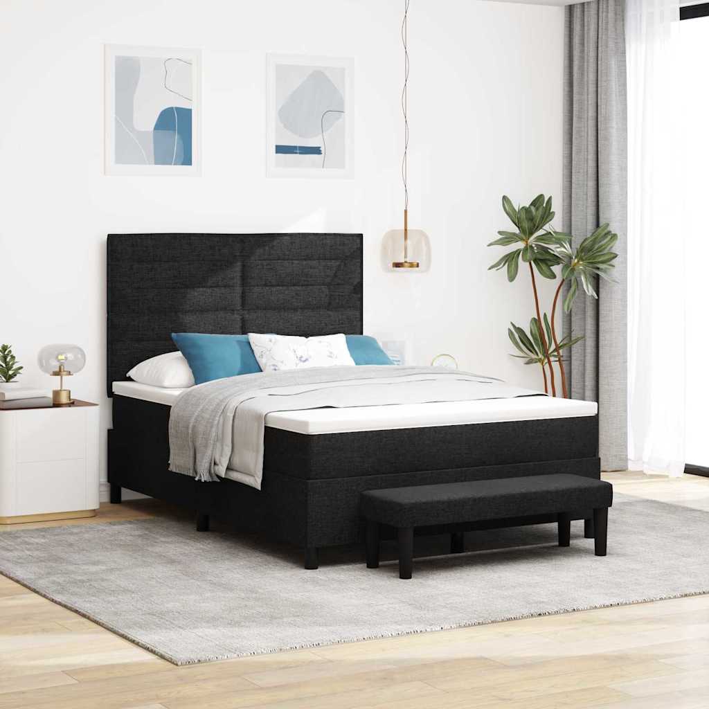 Boxspringbed met hoofdeinde Zwart 140 x 200 cm Stof is nu te koop bij PeponiXL, paradijselijk wonen!