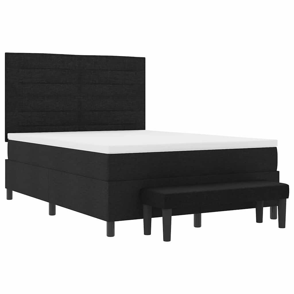Boxspringbed met hoofdeinde Zwart 140 x 200 cm Stof is nu te koop bij PeponiXL, paradijselijk wonen!