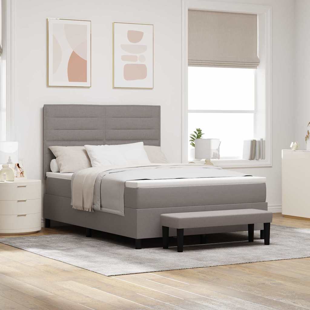 Boxspringbed met hoofdeinde Taupe 140 x 200 cm Stof is nu te koop bij PeponiXL, paradijselijk wonen!