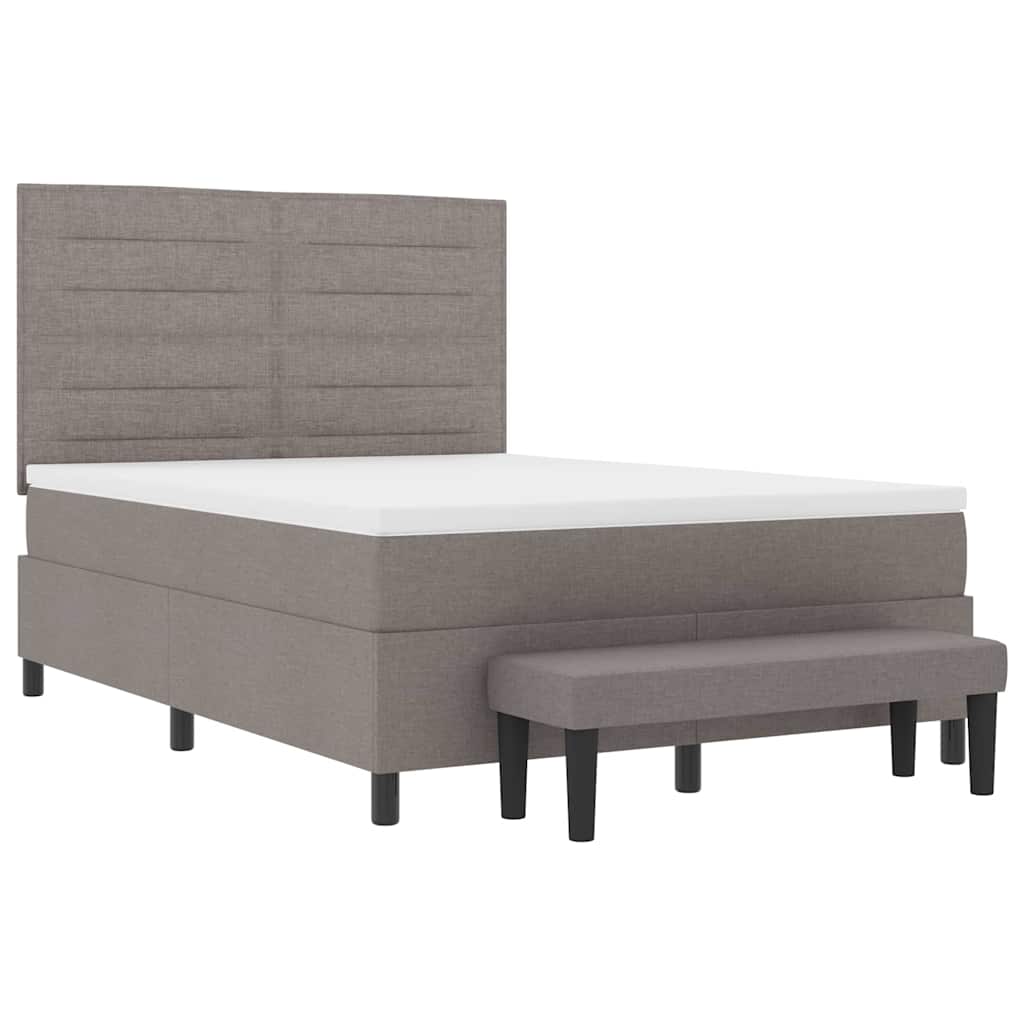 Boxspringbed met hoofdeinde Taupe 140 x 200 cm Stof is nu te koop bij PeponiXL, paradijselijk wonen!