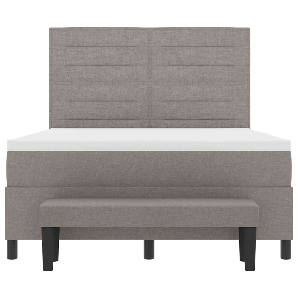 Boxspringbed met hoofdeinde Taupe 140 x 200 cm Stof is nu te koop bij PeponiXL, paradijselijk wonen!