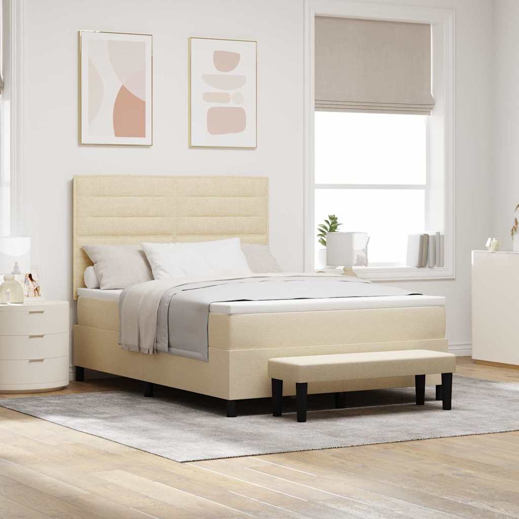 Boxspringbed met hoofdeinde Crème 140 x 200 cm Stof is nu te koop bij PeponiXL, paradijselijk wonen!