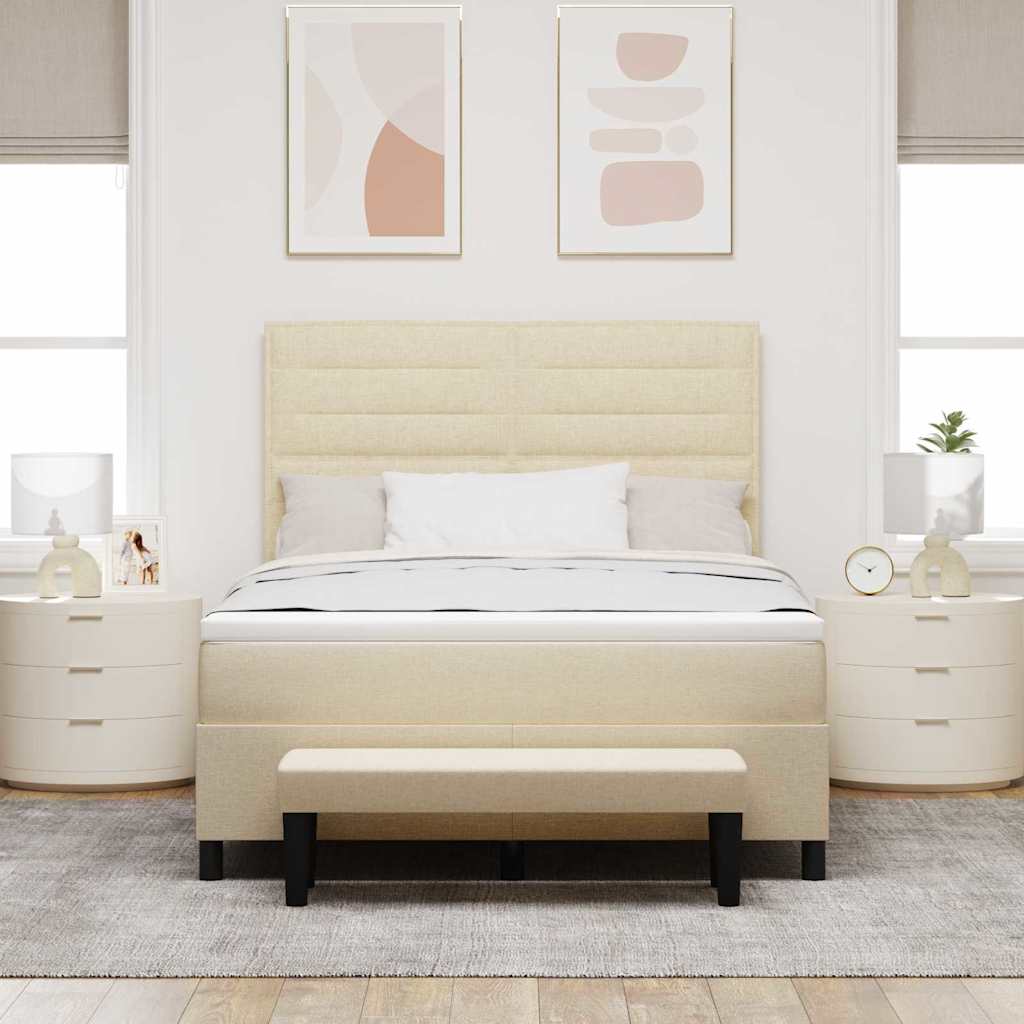 Boxspringbed met hoofdeinde Crème 140 x 200 cm Stof is nu te koop bij PeponiXL, paradijselijk wonen!