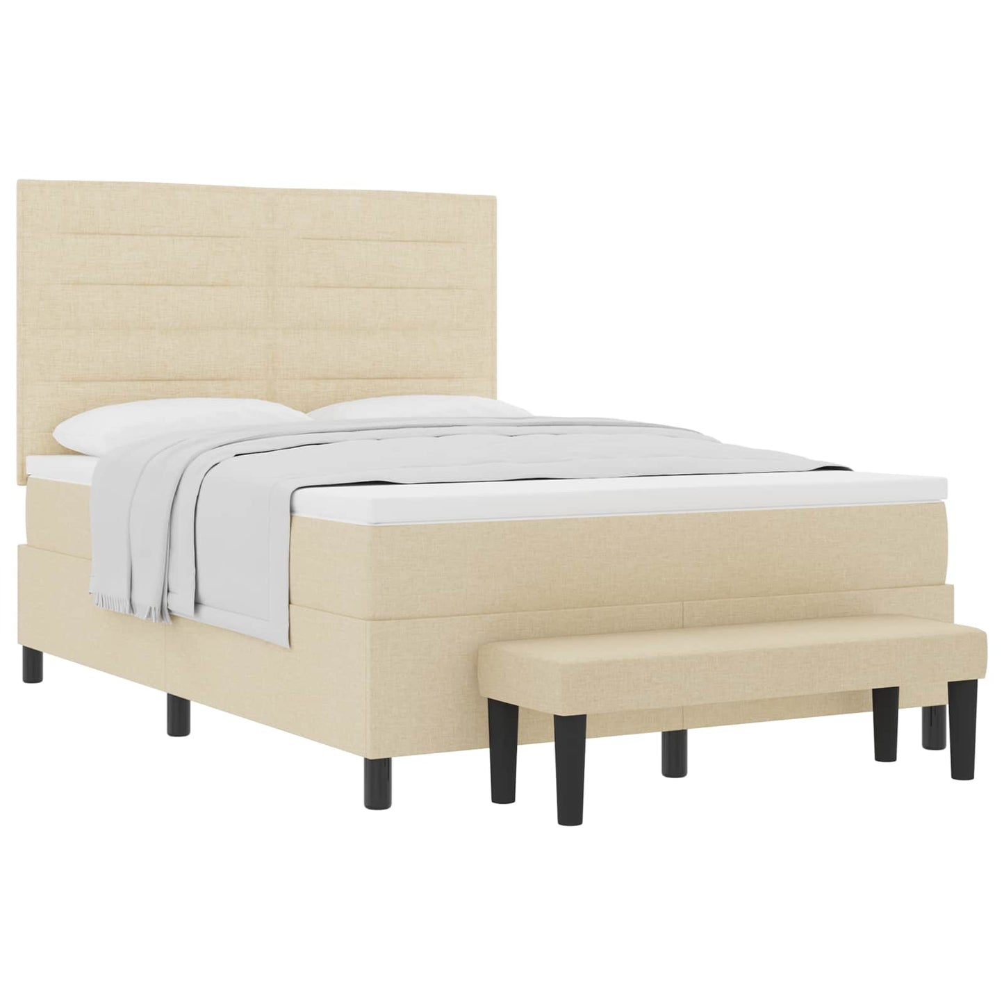 Boxspringbed met hoofdeinde Crème 140 x 200 cm Stof is nu te koop bij PeponiXL, paradijselijk wonen!