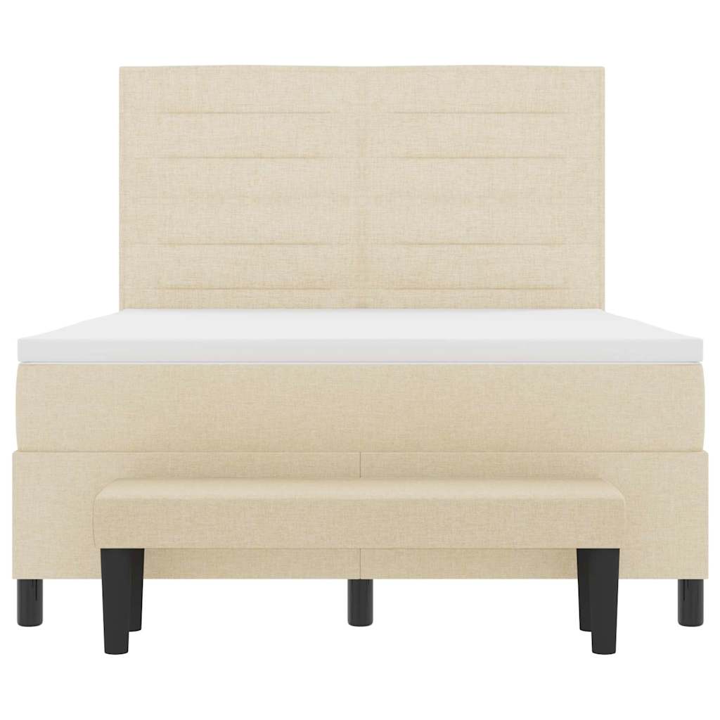 Boxspringbed met hoofdeinde Crème 140 x 200 cm Stof is nu te koop bij PeponiXL, paradijselijk wonen!