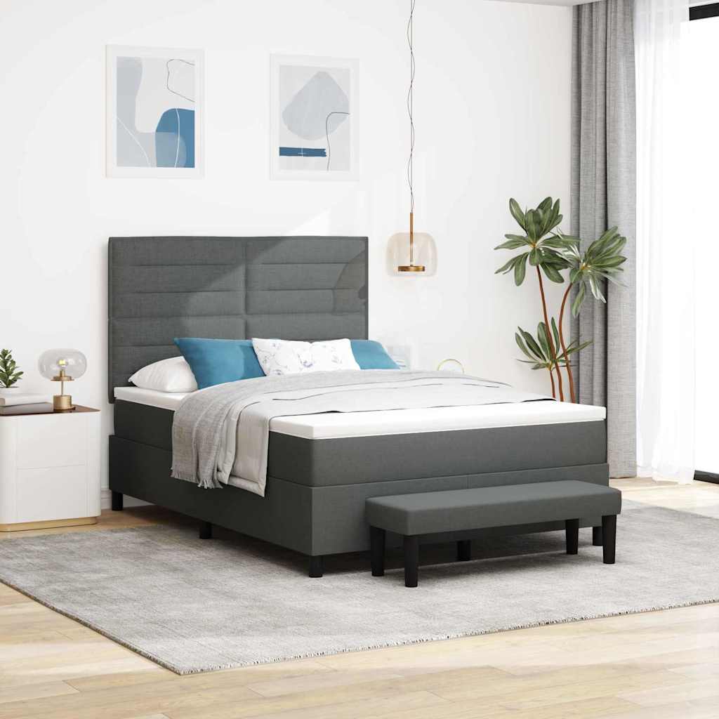 Boxspringbed met kussen Donkergrijs 160 x 200 cm Stof is nu te koop bij PeponiXL, paradijselijk wonen!