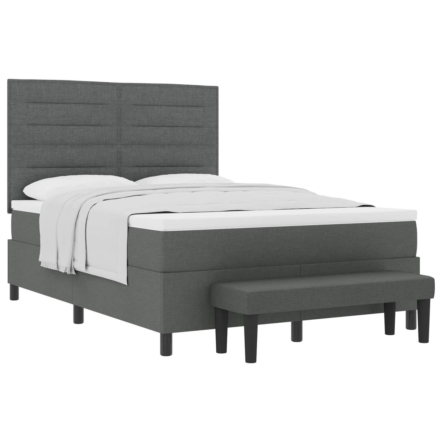 Boxspringbed met kussen Donkergrijs 160 x 200 cm Stof is nu te koop bij PeponiXL, paradijselijk wonen!
