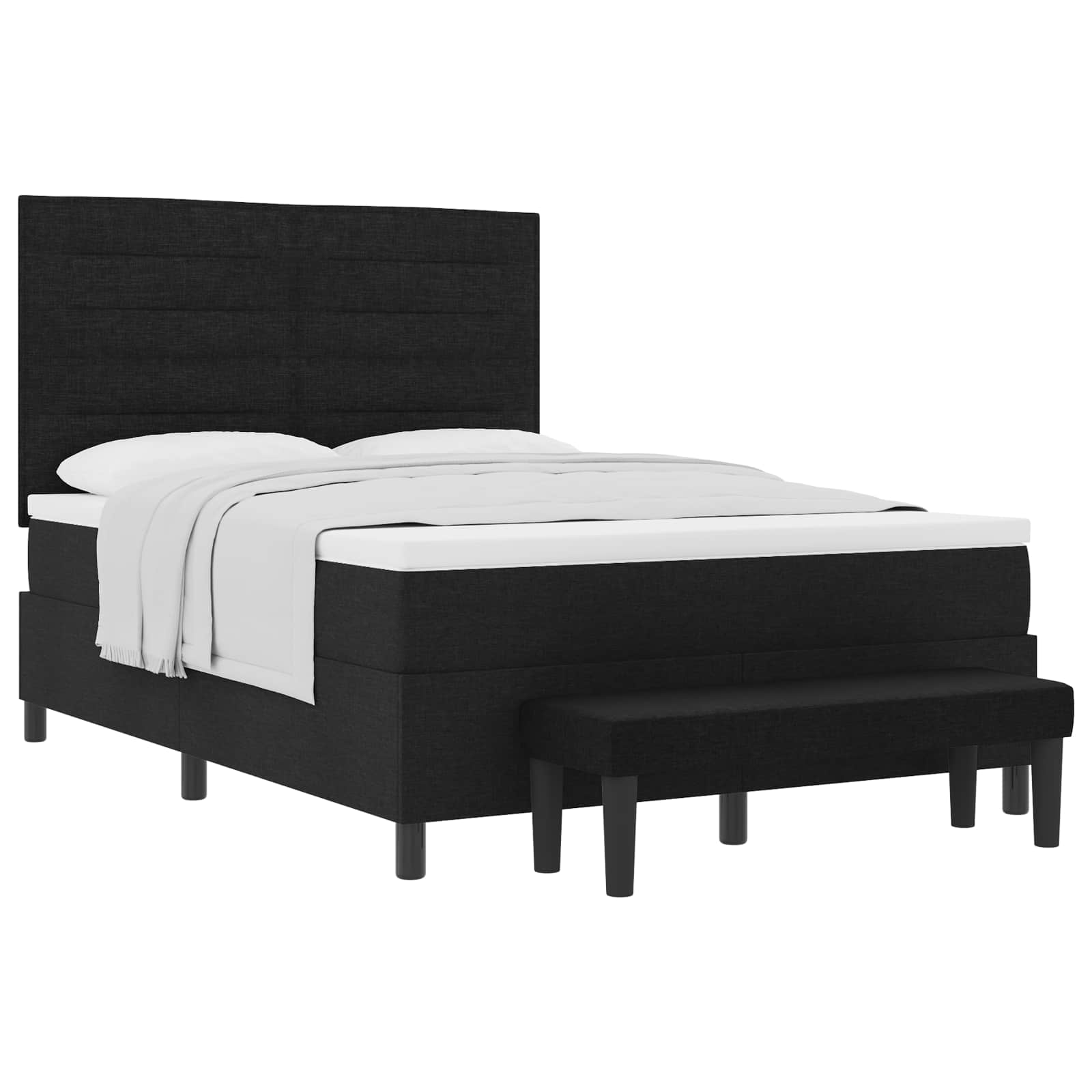 Boxspringbed met hoofdeinde Zwart 160 x 200 cm Stof is nu te koop bij PeponiXL, paradijselijk wonen!