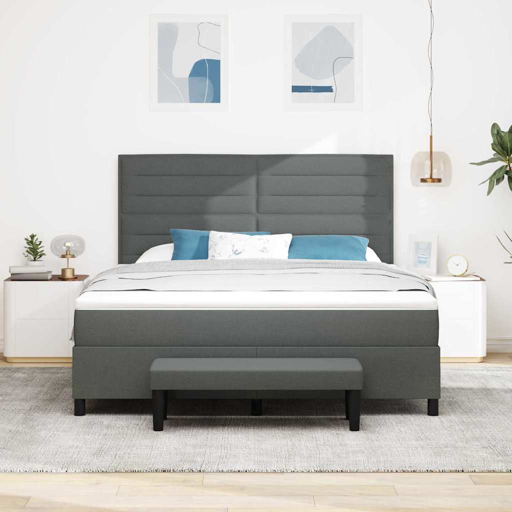 Boxspringbed met hoofdeinde Donkergrijs 180 x 200 cm Stof is nu te koop bij PeponiXL, paradijselijk wonen!