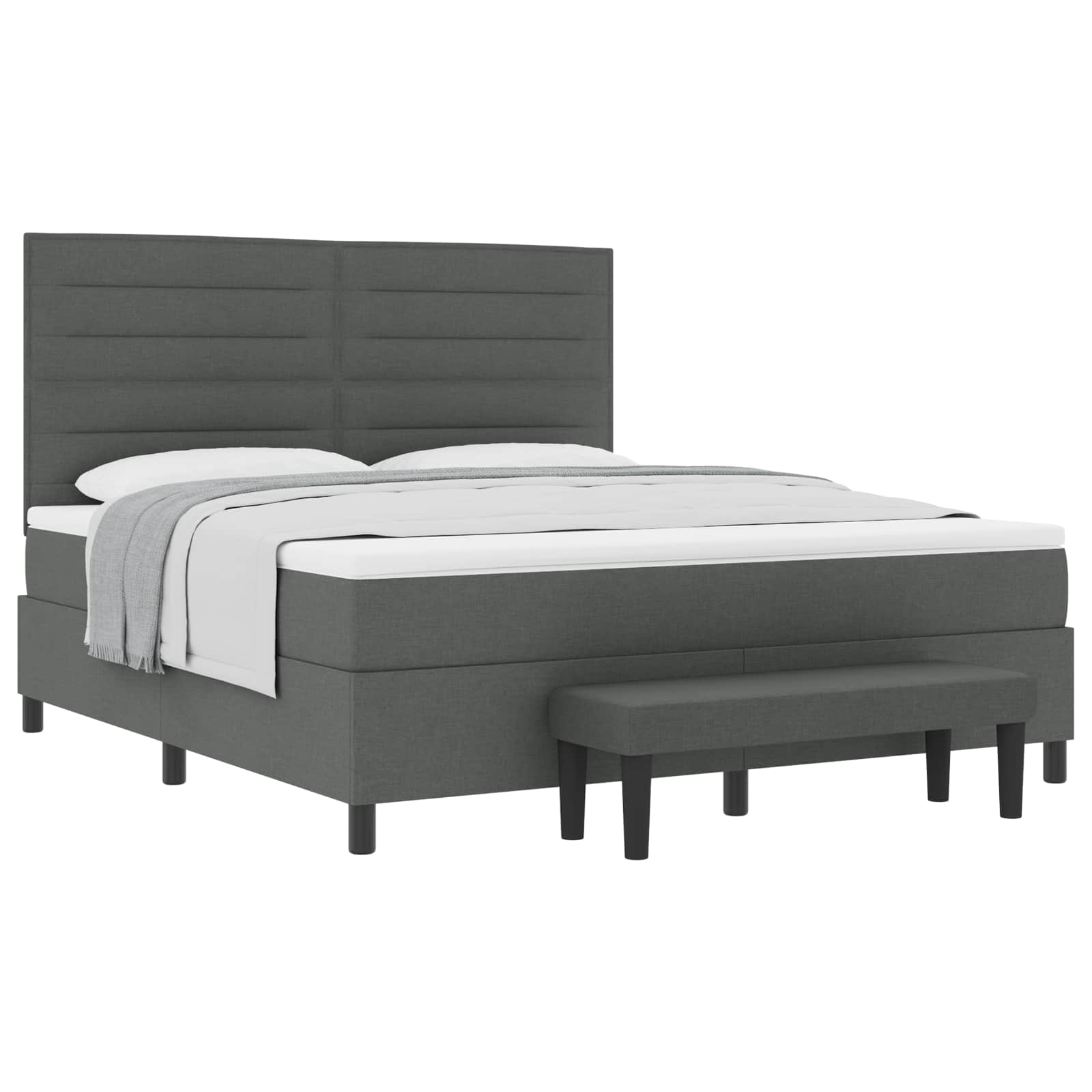 Boxspringbed met hoofdeinde Donkergrijs 180 x 200 cm Stof is nu te koop bij PeponiXL, paradijselijk wonen!