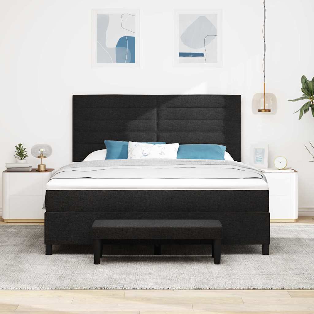 Boxspringbed met hoofdeinde Zwart 180 x 200 cm Stof is nu te koop bij PeponiXL, paradijselijk wonen!
