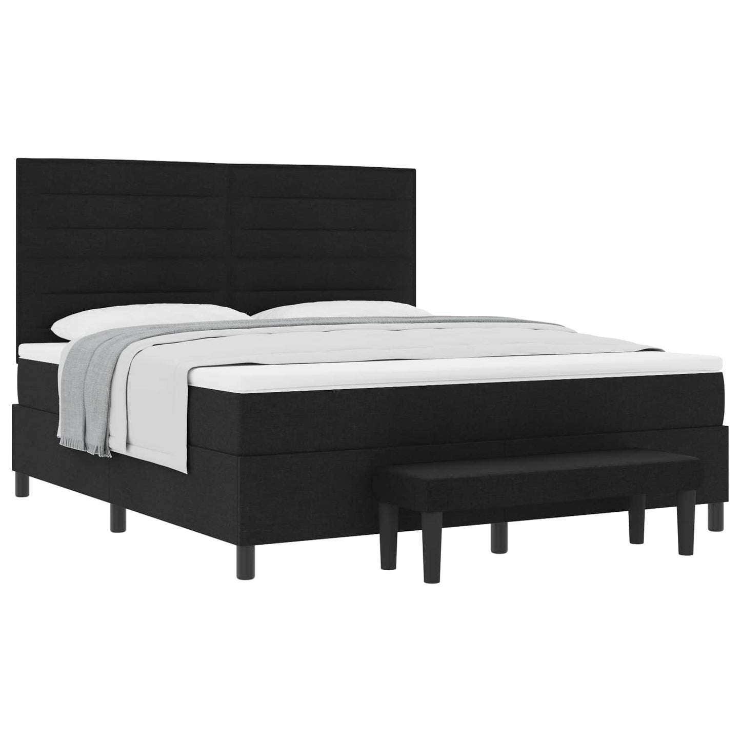 Boxspringbed met hoofdeinde Zwart 180 x 200 cm Stof is nu te koop bij PeponiXL, paradijselijk wonen!