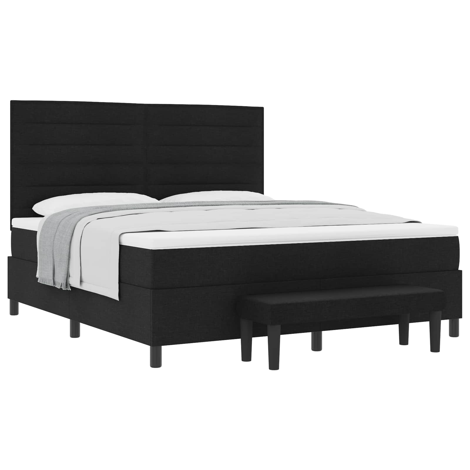Boxspringbed met hoofdeinde Zwart 180 x 200 cm Stof is nu te koop bij PeponiXL, paradijselijk wonen!