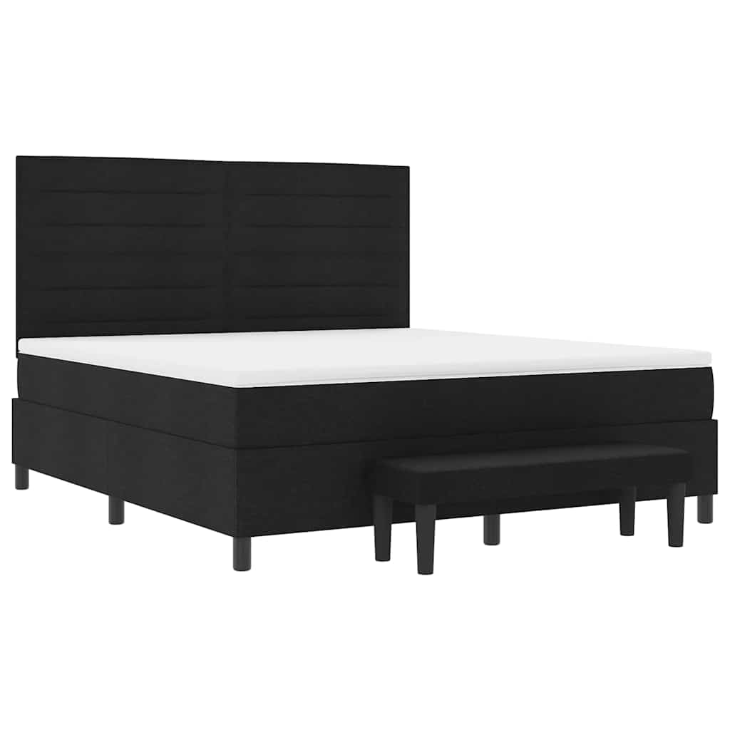 Boxspringbed met hoofdeinde Zwart 180 x 200 cm Stof is nu te koop bij PeponiXL, paradijselijk wonen!