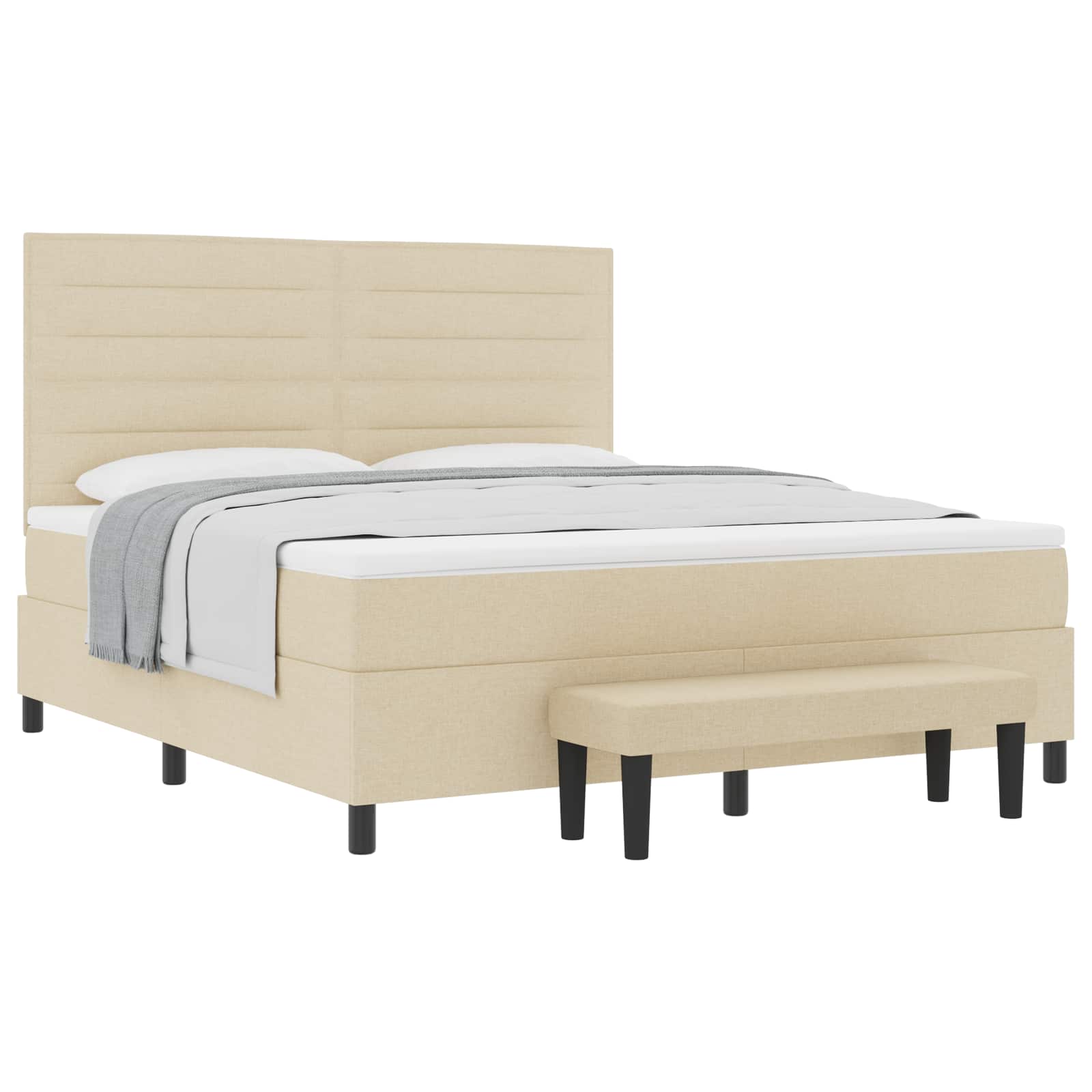 Boxspringbed met matras met hoofdeinde Crème 180 x 200 cm Stof is nu te koop bij PeponiXL, paradijselijk wonen!