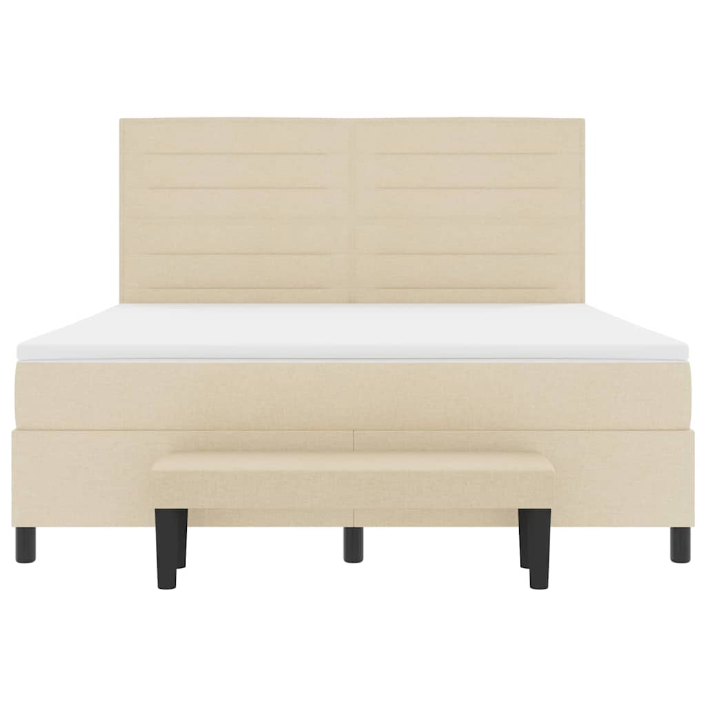 Boxspringbed met matras met hoofdeinde Crème 180 x 200 cm Stof is nu te koop bij PeponiXL, paradijselijk wonen!