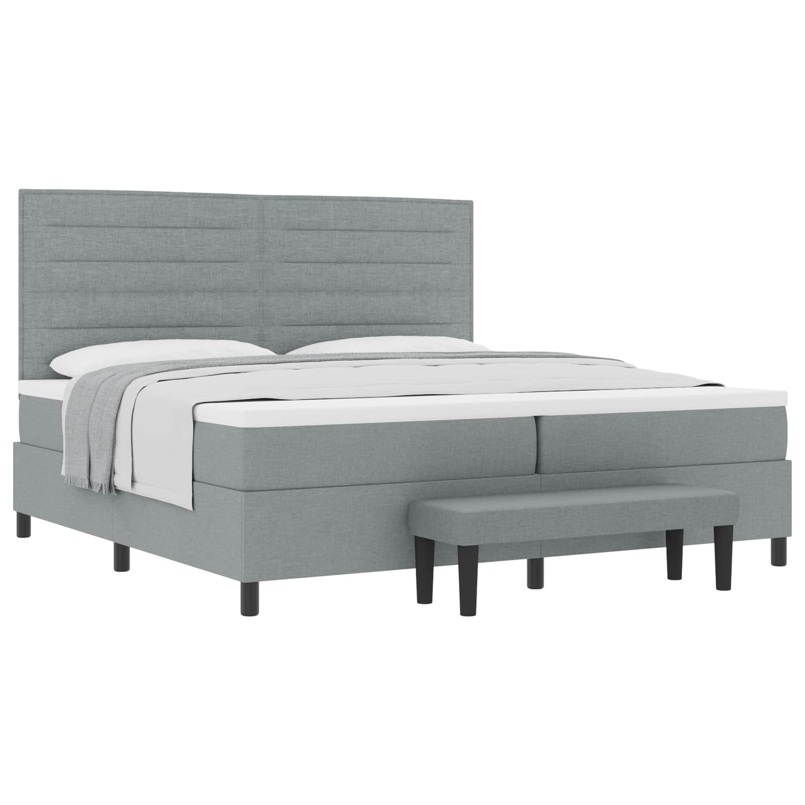 Boxspringbed met hoofdeinde Lichtgrijs 200 x 200 cm Stof is nu te koop bij PeponiXL, paradijselijk wonen!