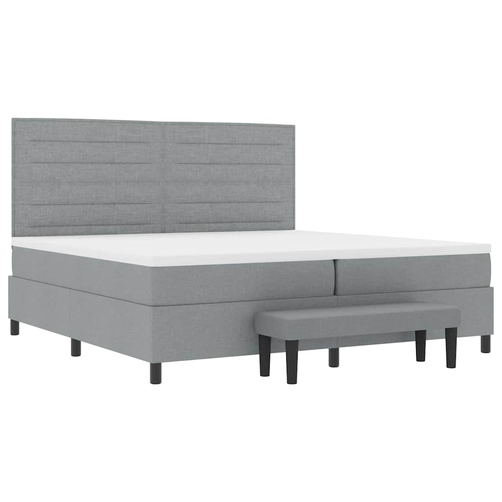 Boxspringbed met hoofdeinde Lichtgrijs 200 x 200 cm Stof is nu te koop bij PeponiXL, paradijselijk wonen!