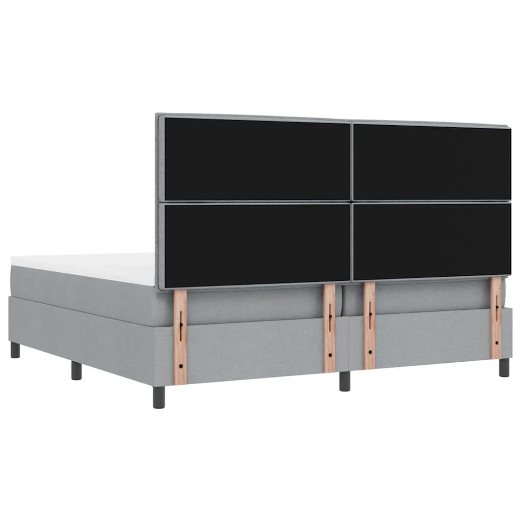Boxspringbed met hoofdeinde Lichtgrijs 200 x 200 cm Stof is nu te koop bij PeponiXL, paradijselijk wonen!