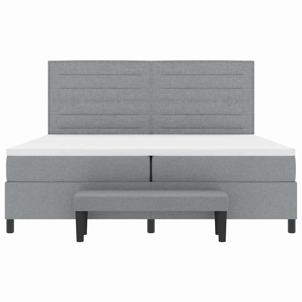 Boxspringbed met hoofdeinde Lichtgrijs 200 x 200 cm Stof is nu te koop bij PeponiXL, paradijselijk wonen!
