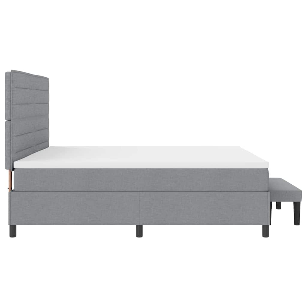 Boxspringbed met hoofdeinde Lichtgrijs 200 x 200 cm Stof is nu te koop bij PeponiXL, paradijselijk wonen!
