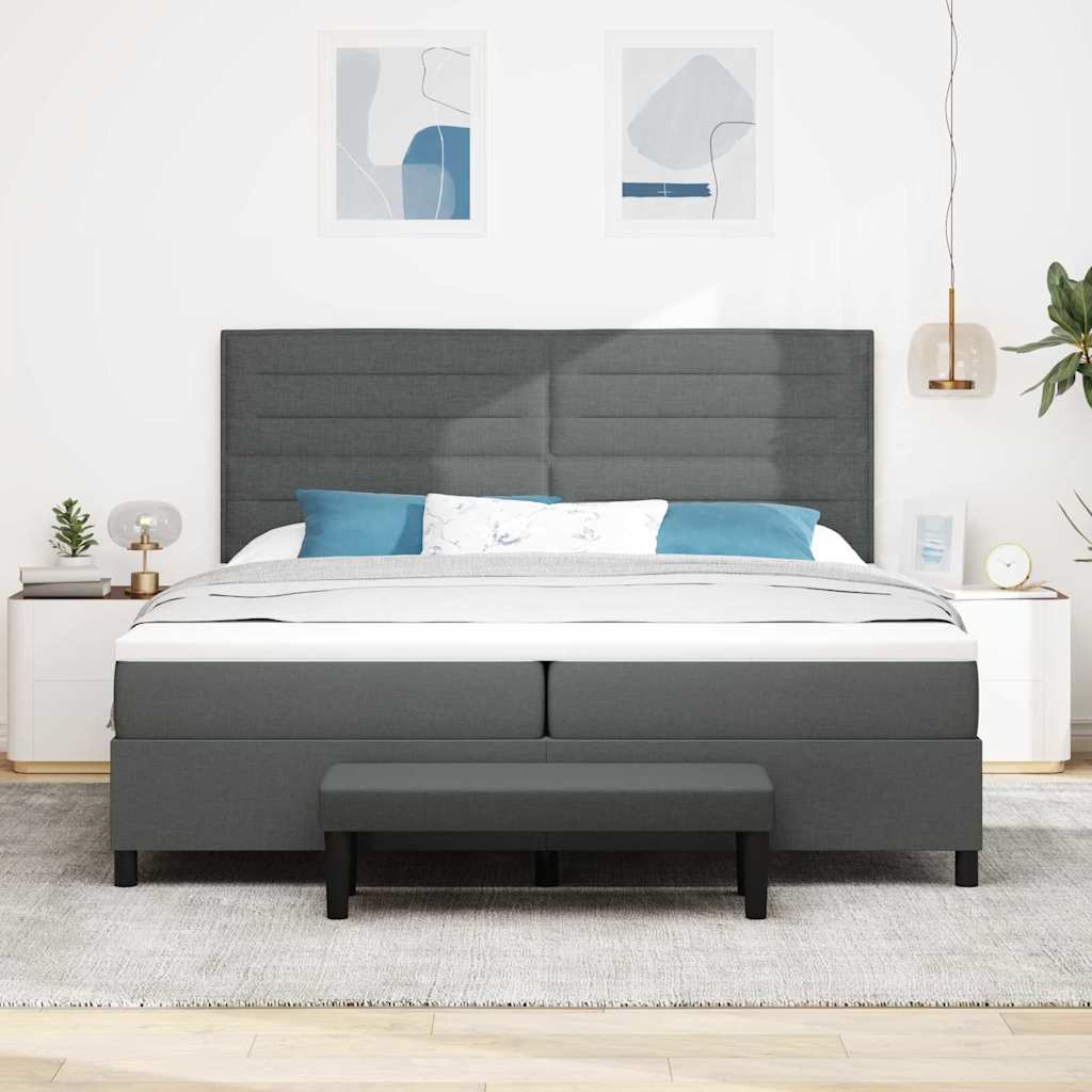 Boxspringbed met matras Donkergrijs 200 x 200 cm Stof is nu te koop bij PeponiXL, paradijselijk wonen!