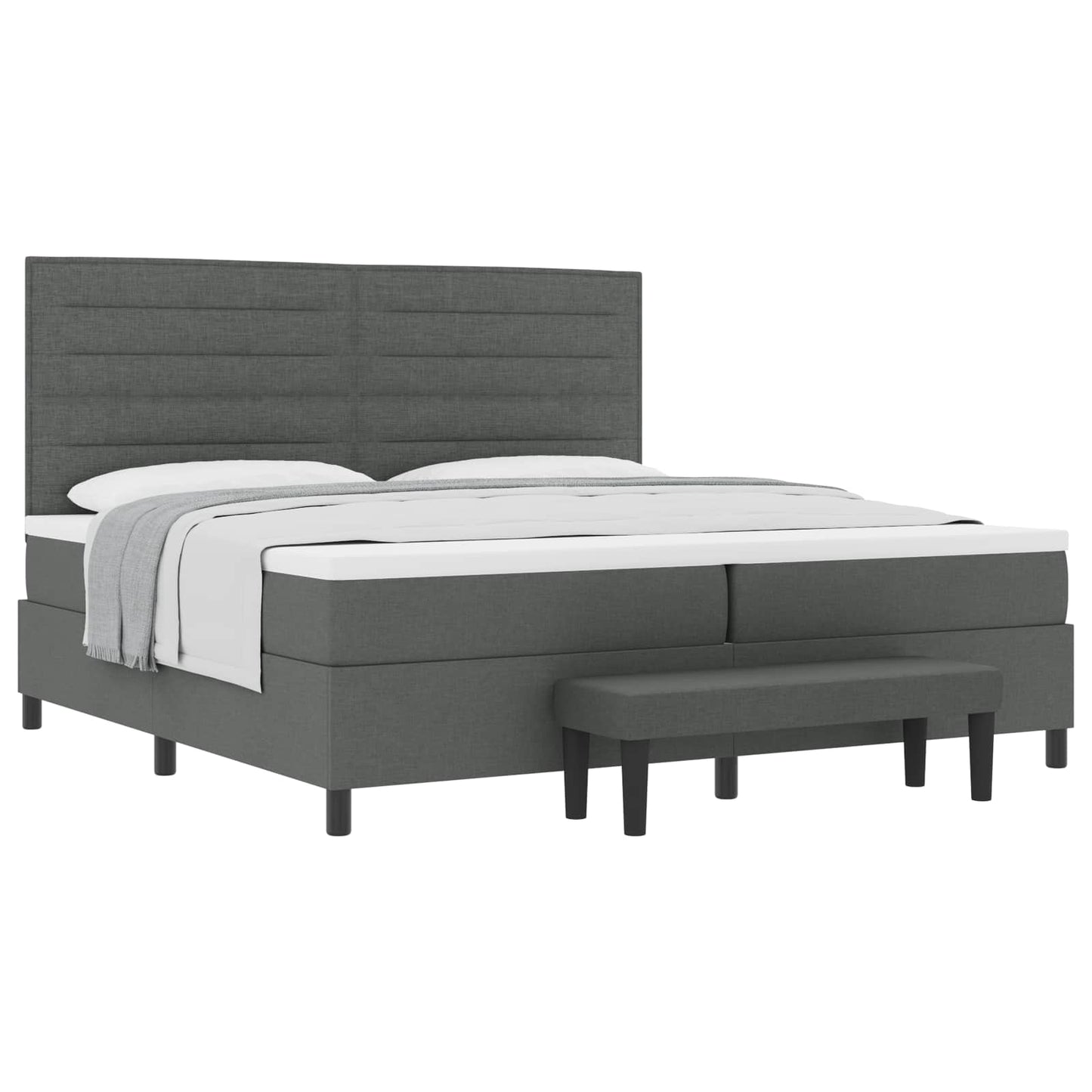 Boxspringbed met matras Donkergrijs 200 x 200 cm Stof is nu te koop bij PeponiXL, paradijselijk wonen!
