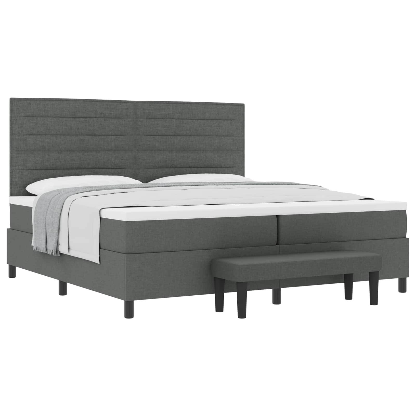 Boxspringbed met matras Donkergrijs 200 x 200 cm Stof is nu te koop bij PeponiXL, paradijselijk wonen!