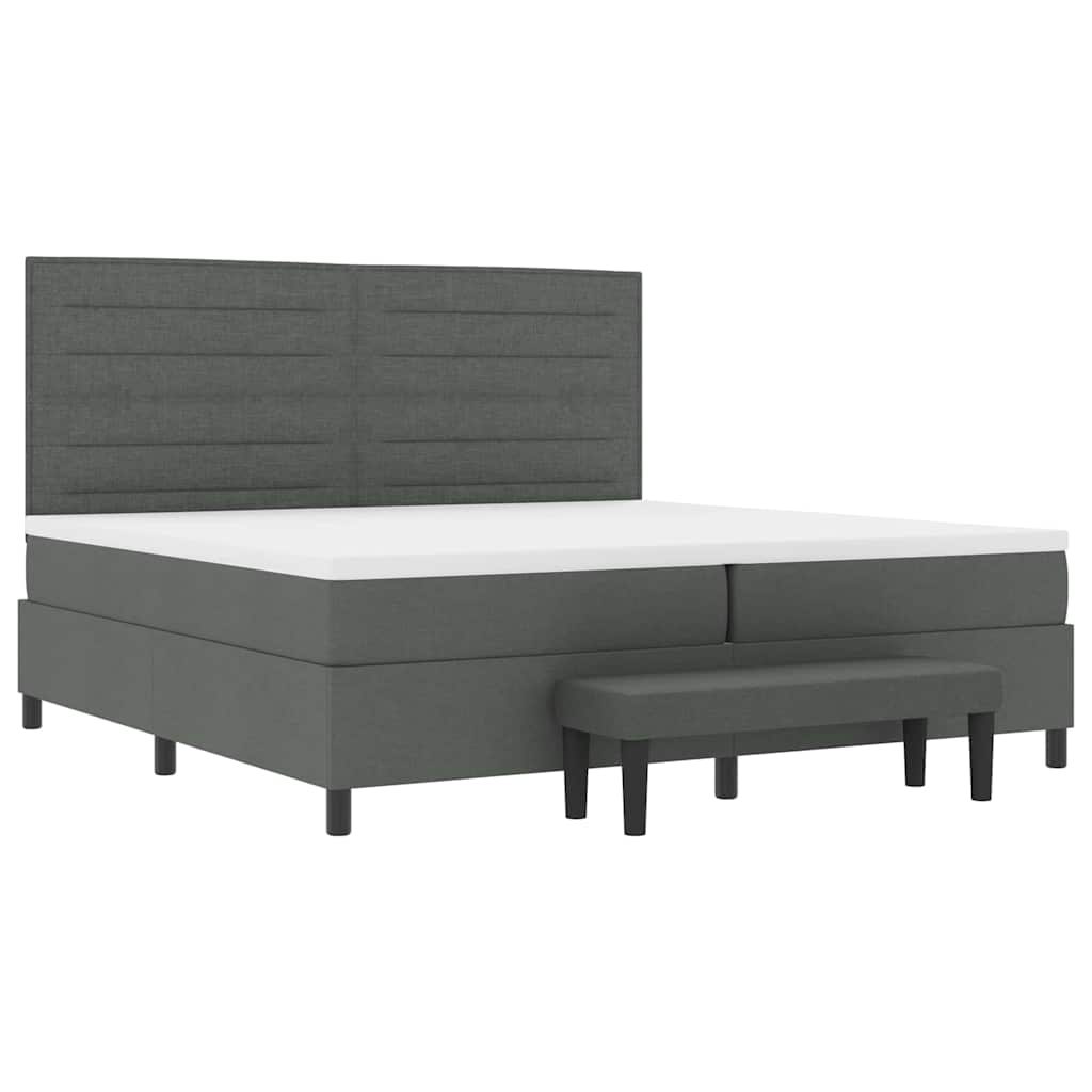 Boxspringbed met matras Donkergrijs 200 x 200 cm Stof is nu te koop bij PeponiXL, paradijselijk wonen!