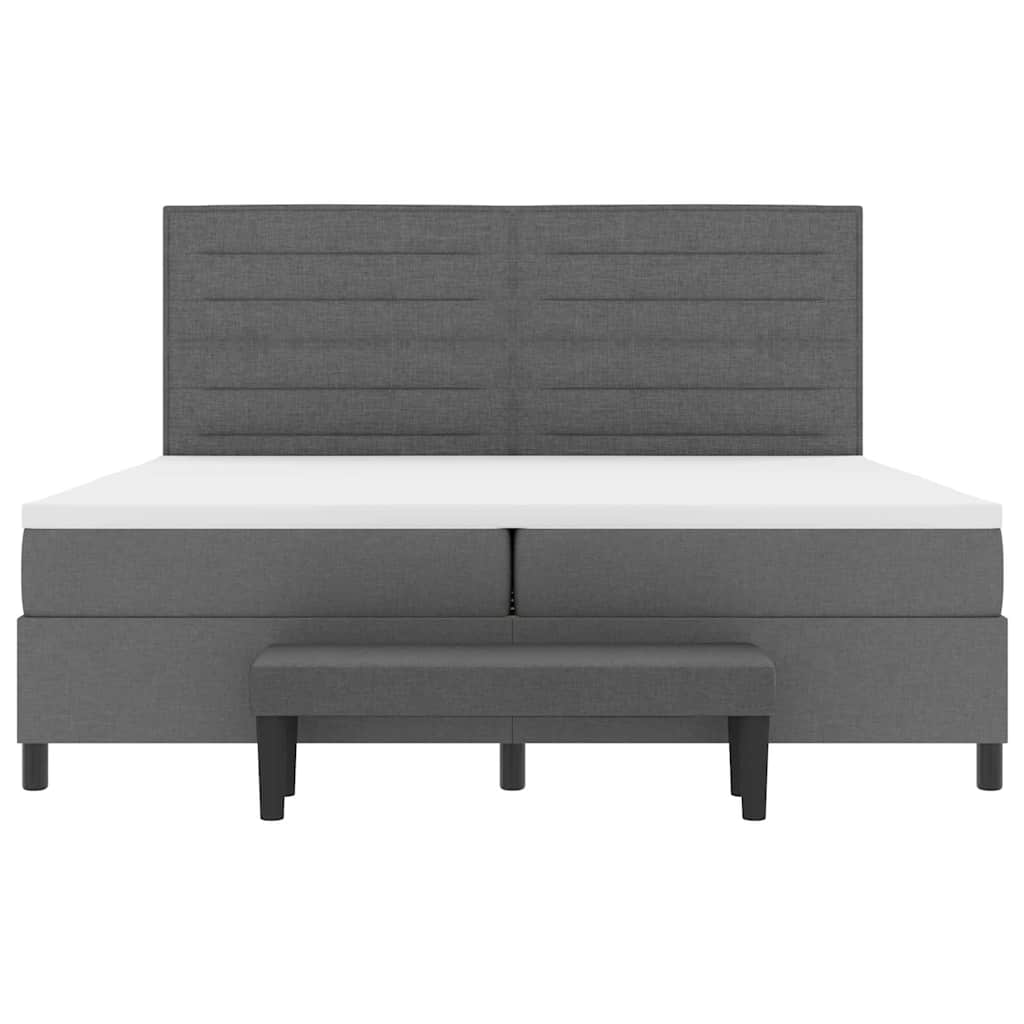 Boxspringbed met matras Donkergrijs 200 x 200 cm Stof is nu te koop bij PeponiXL, paradijselijk wonen!