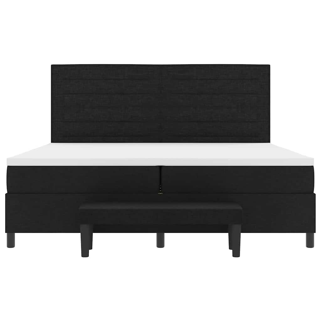 Boxspringbed met matras met hoofdeinde Zwart 200 x 200 cm Stof is nu te koop bij PeponiXL, paradijselijk wonen!