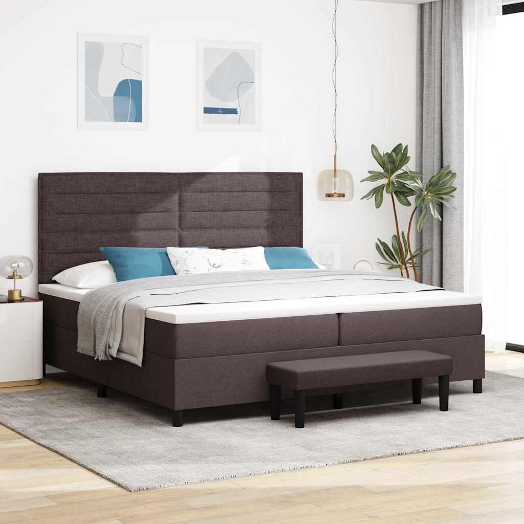 Boxspringbed met matras Donkerbruin 200 x 200 cm Stof is nu te koop bij PeponiXL, paradijselijk wonen!