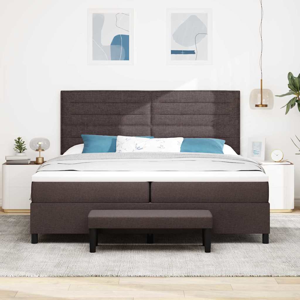 Boxspringbed met matras Donkerbruin 200 x 200 cm Stof is nu te koop bij PeponiXL, paradijselijk wonen!